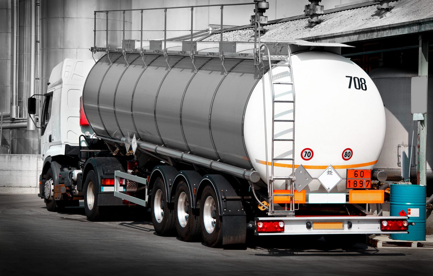 Tanker used for the transport of solvent
